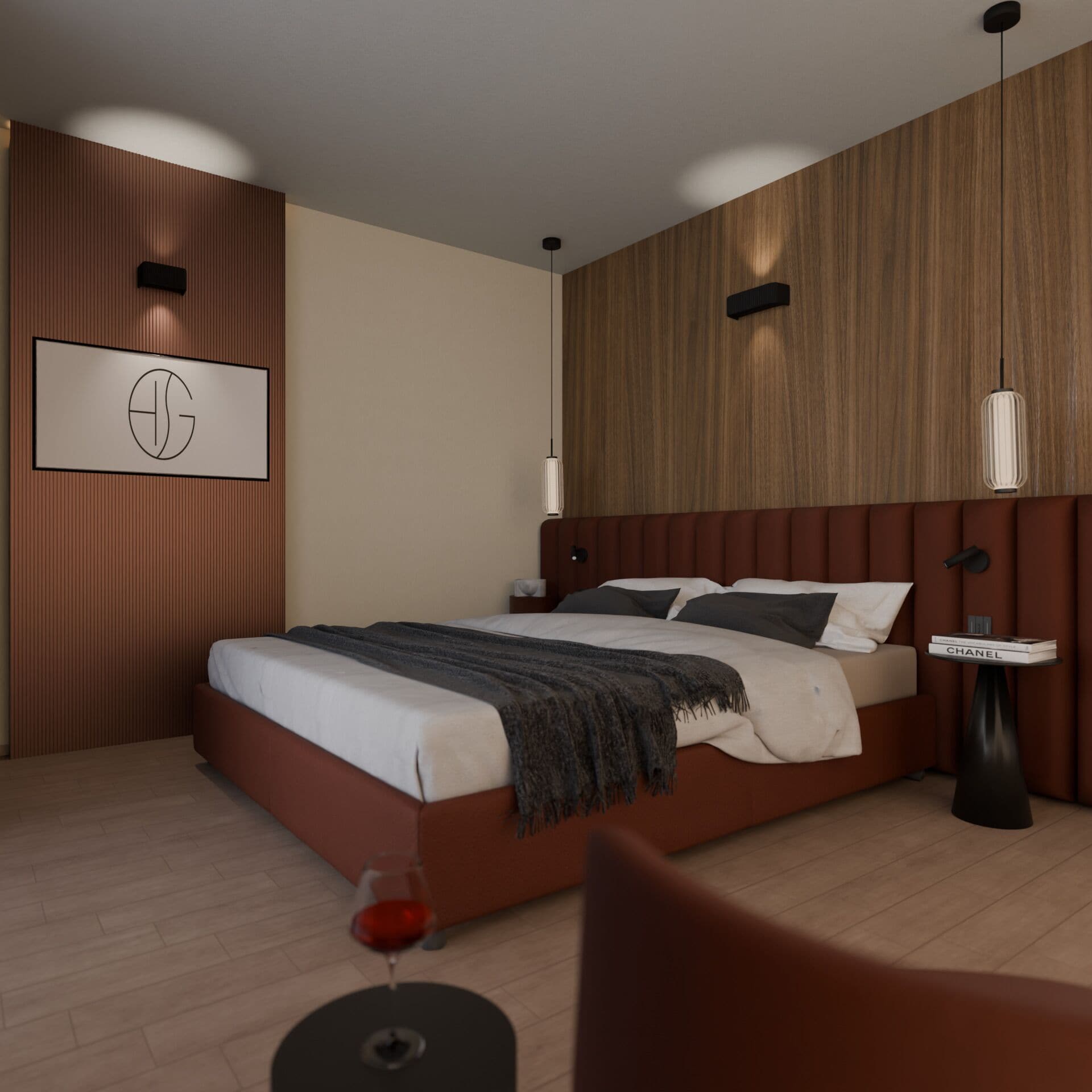 Seprai premium, selimut bulu angsa, bantalan ekstra lembut, dan minibar