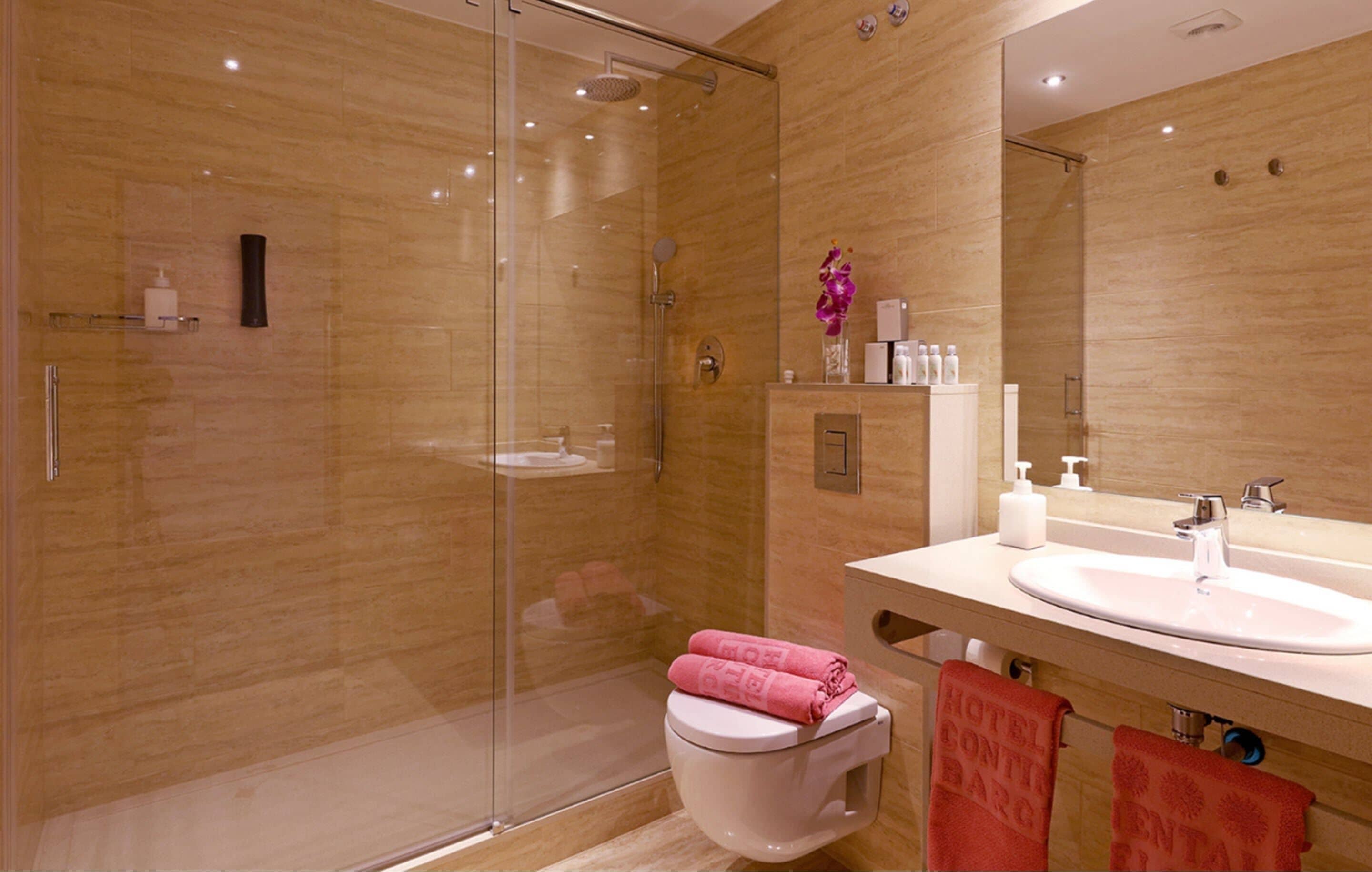 free toiletries, hair dryer, towels