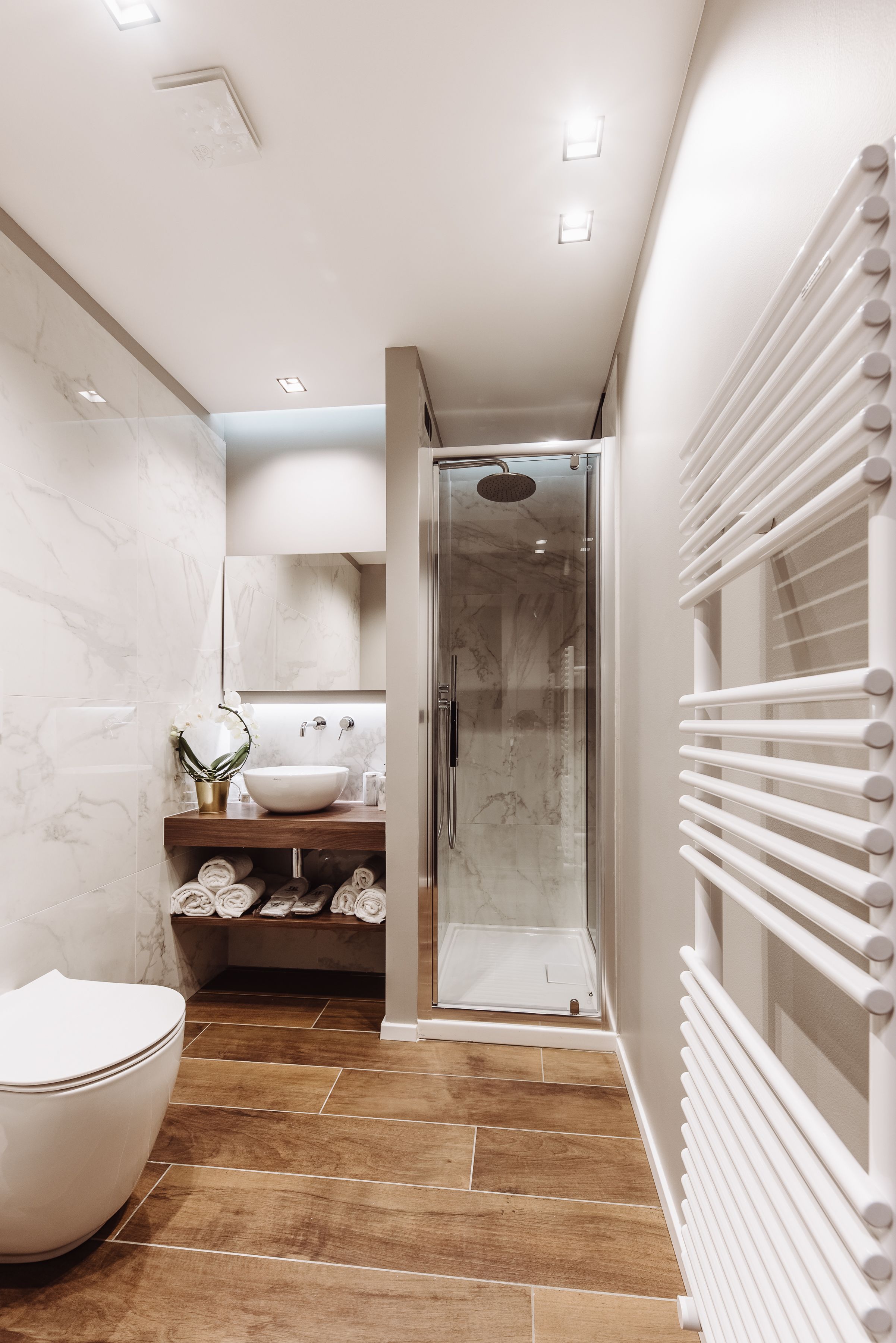 deluxe double room | bathroom | shower, hair dryer, slippers, bidet