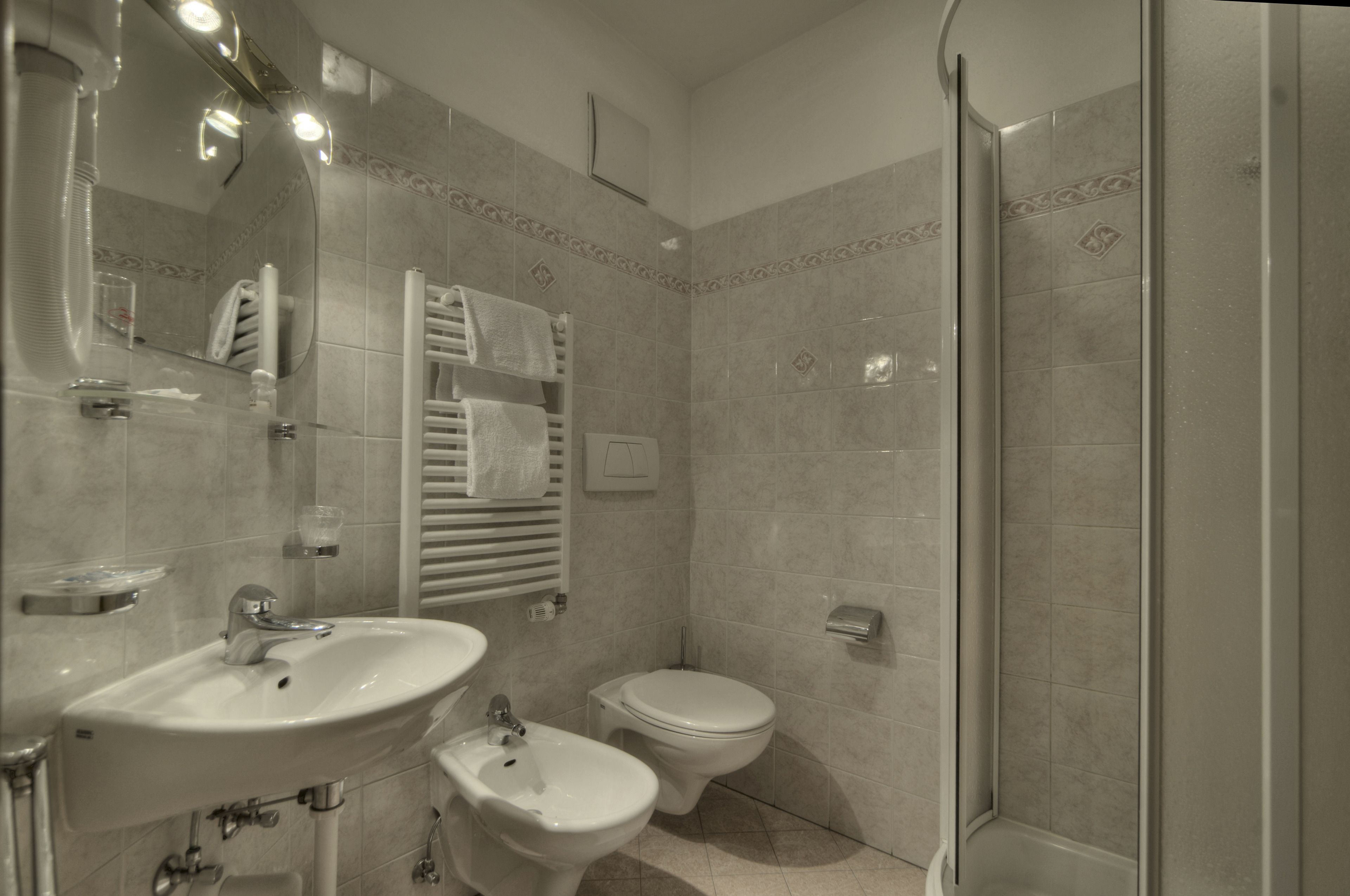 shower, free toiletries, hair dryer, bidet