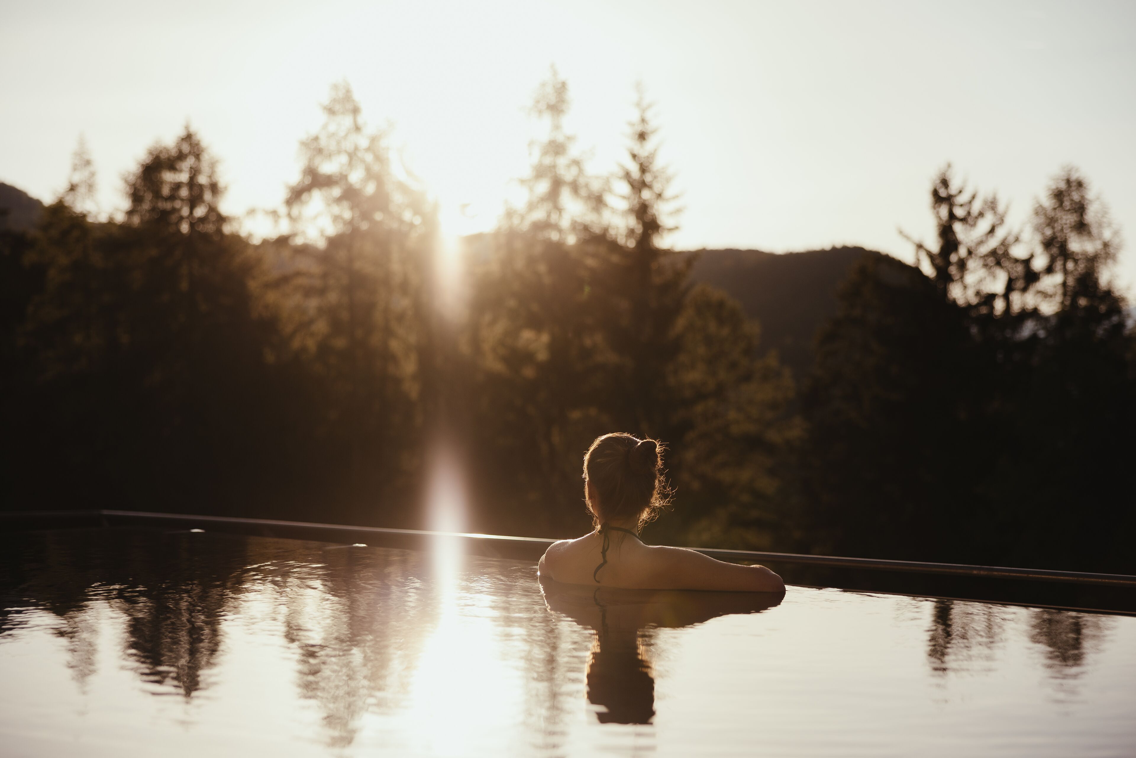 outdoor pool, pool umbrellas, pool loungers