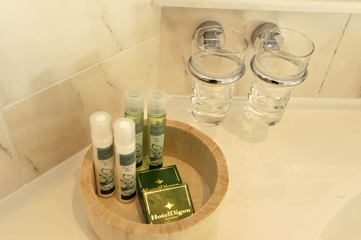 superior double room | bathroom | shower, designer toiletries, hair dryer, bathrobes