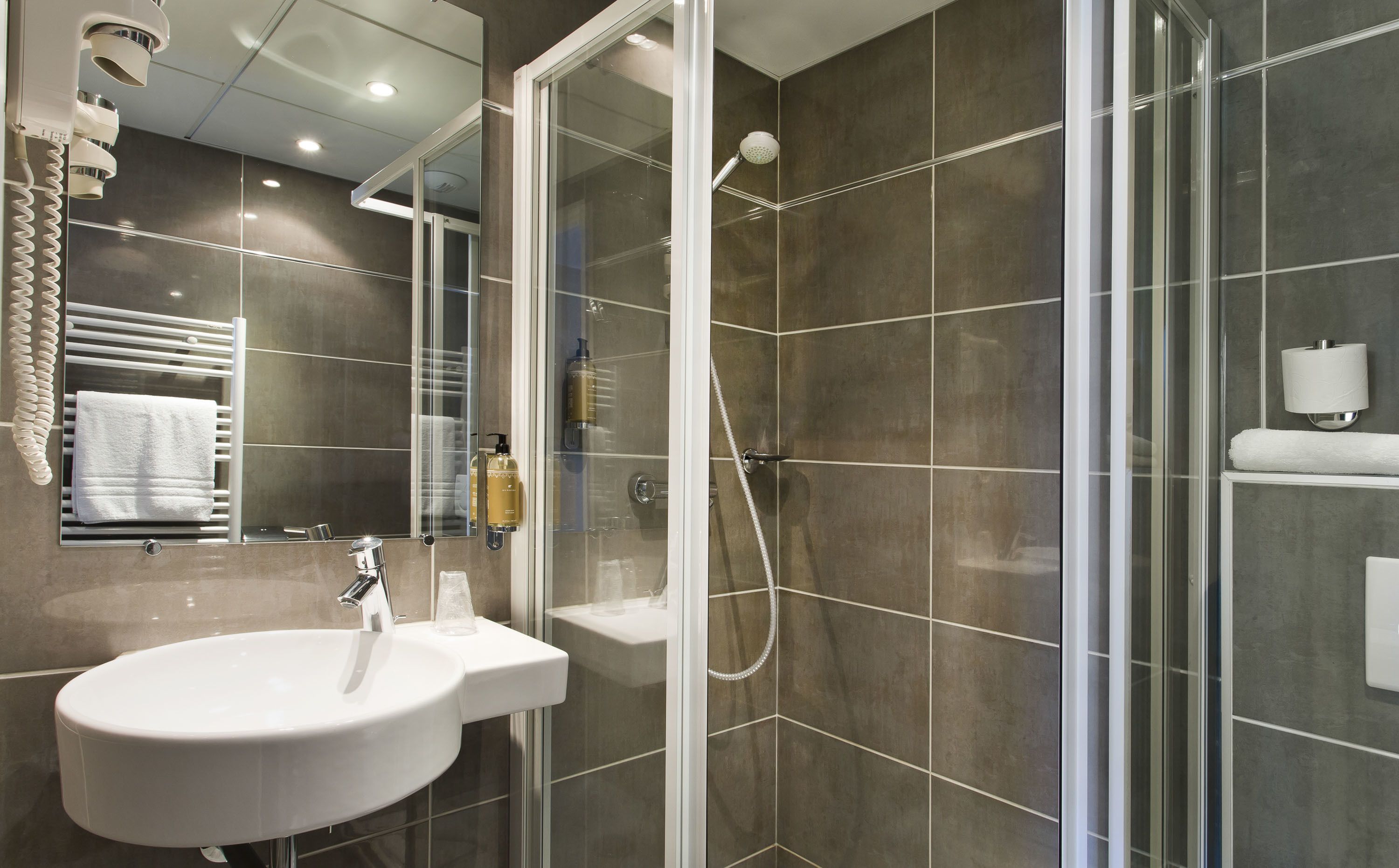 free toiletries, hair dryer, towels, soap