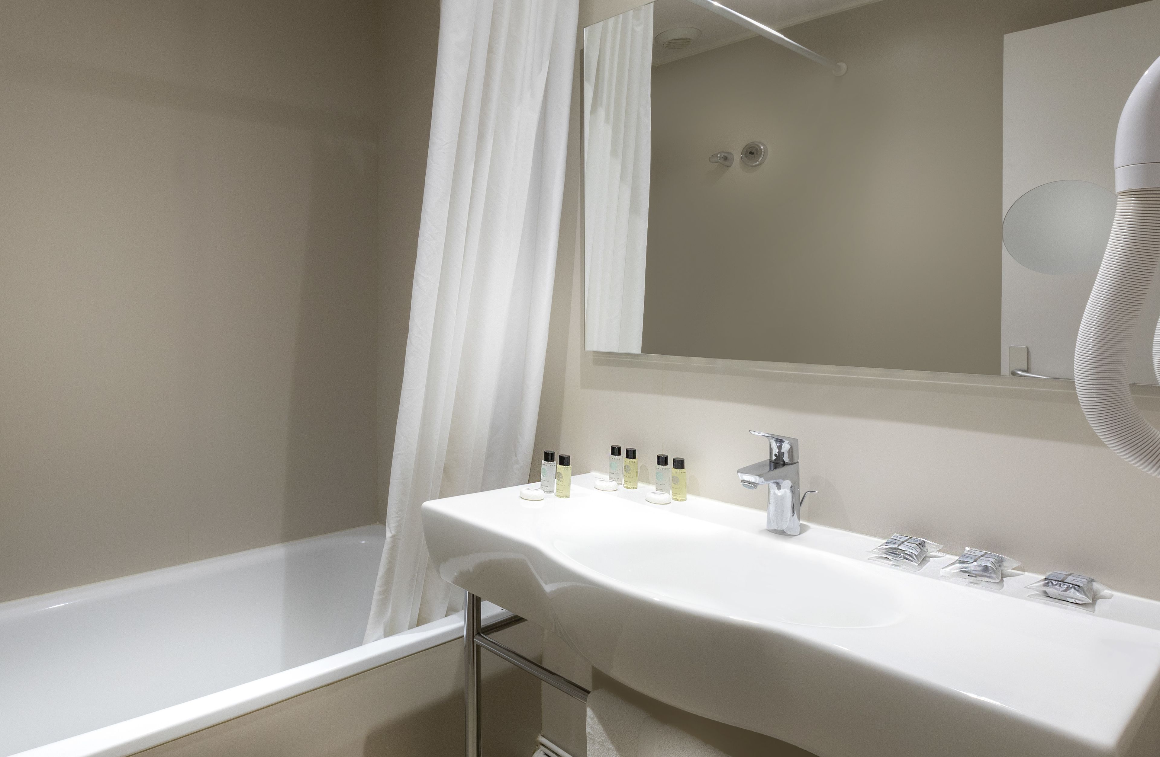 free toiletries, hair dryer, towels