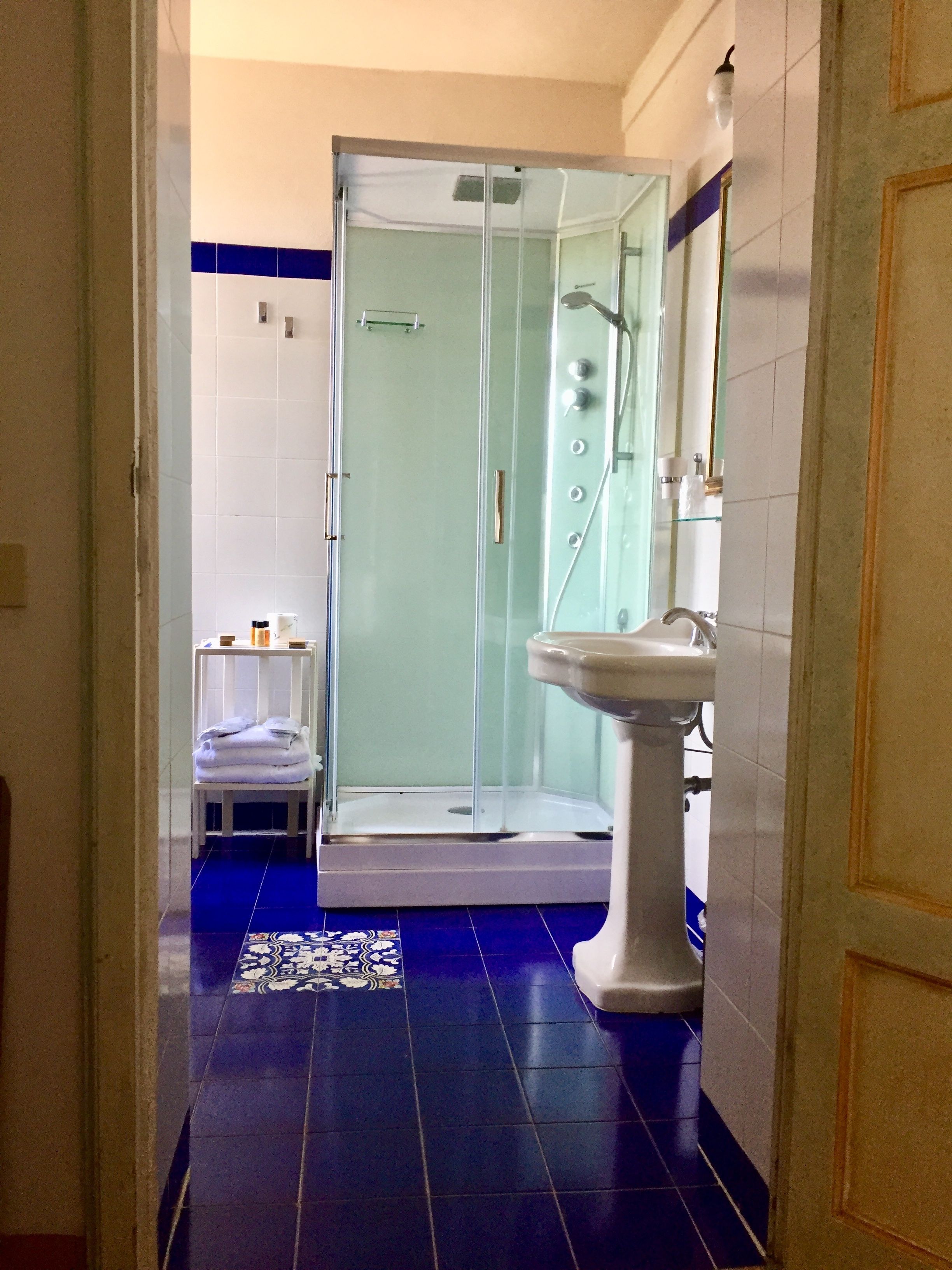 superior double room | bathroom | shower, designer toiletries, hair dryer, slippers