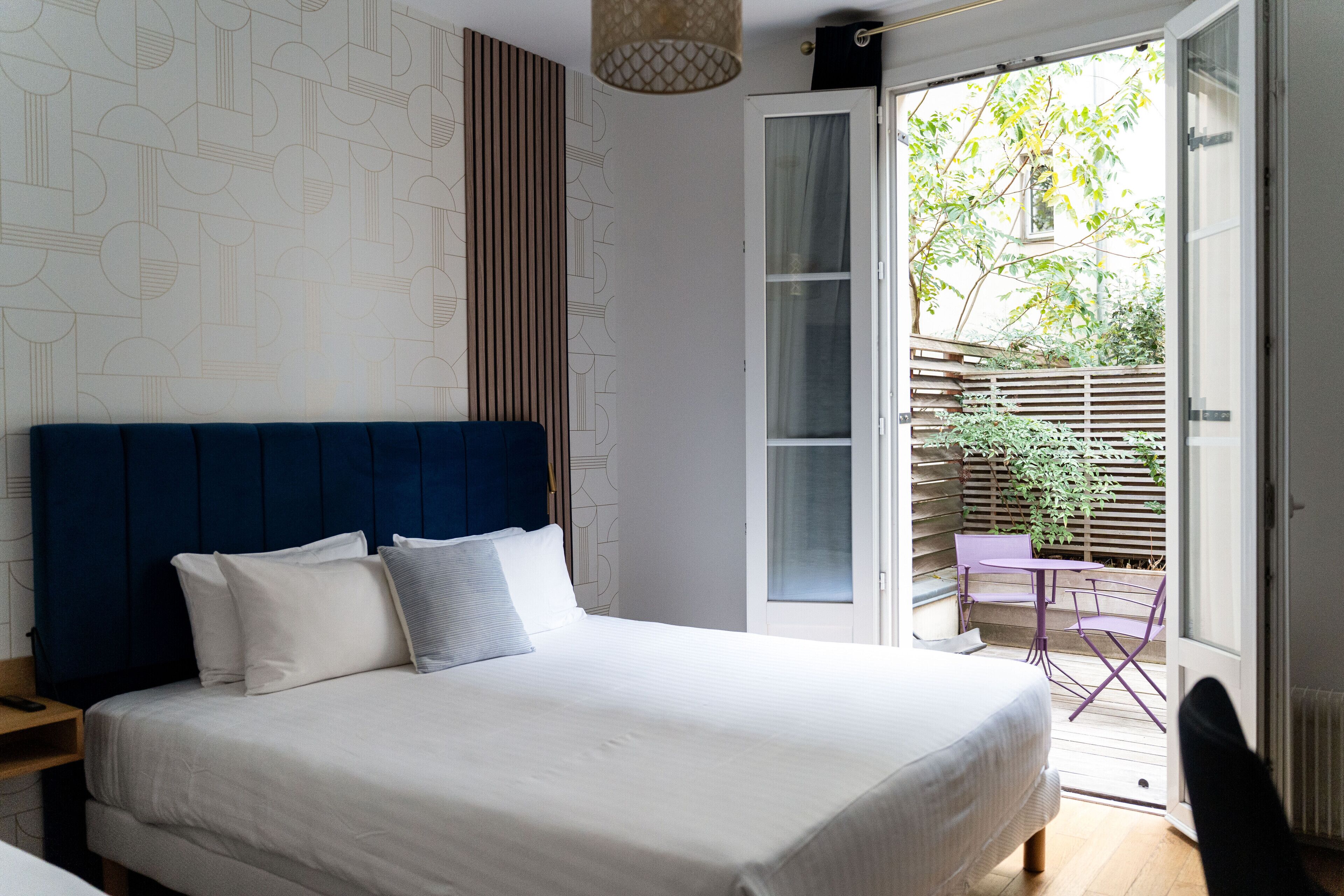 Desk, laptop workspace, blackout curtains, soundproofing