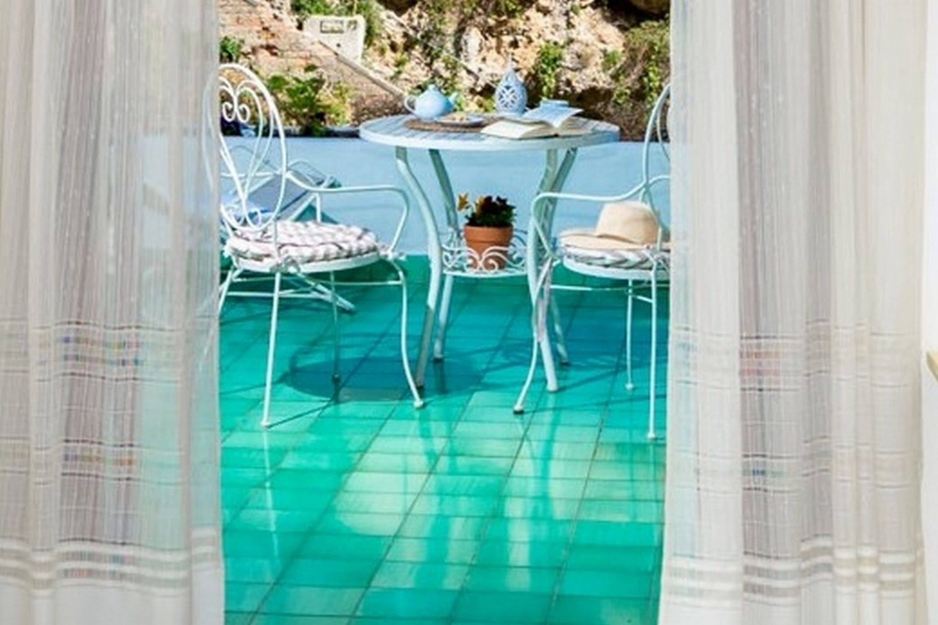 standard double room, partial sea view, annex building | terrace/patio