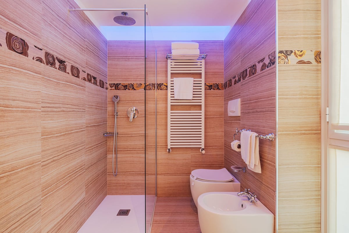 shower, rainfall showerhead, eco-friendly toiletries, hair dryer