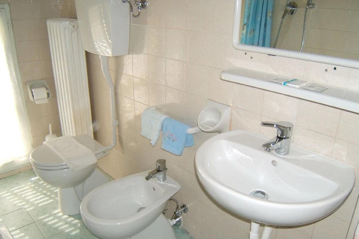 Shower, rainfall showerhead, free toiletries, bidet