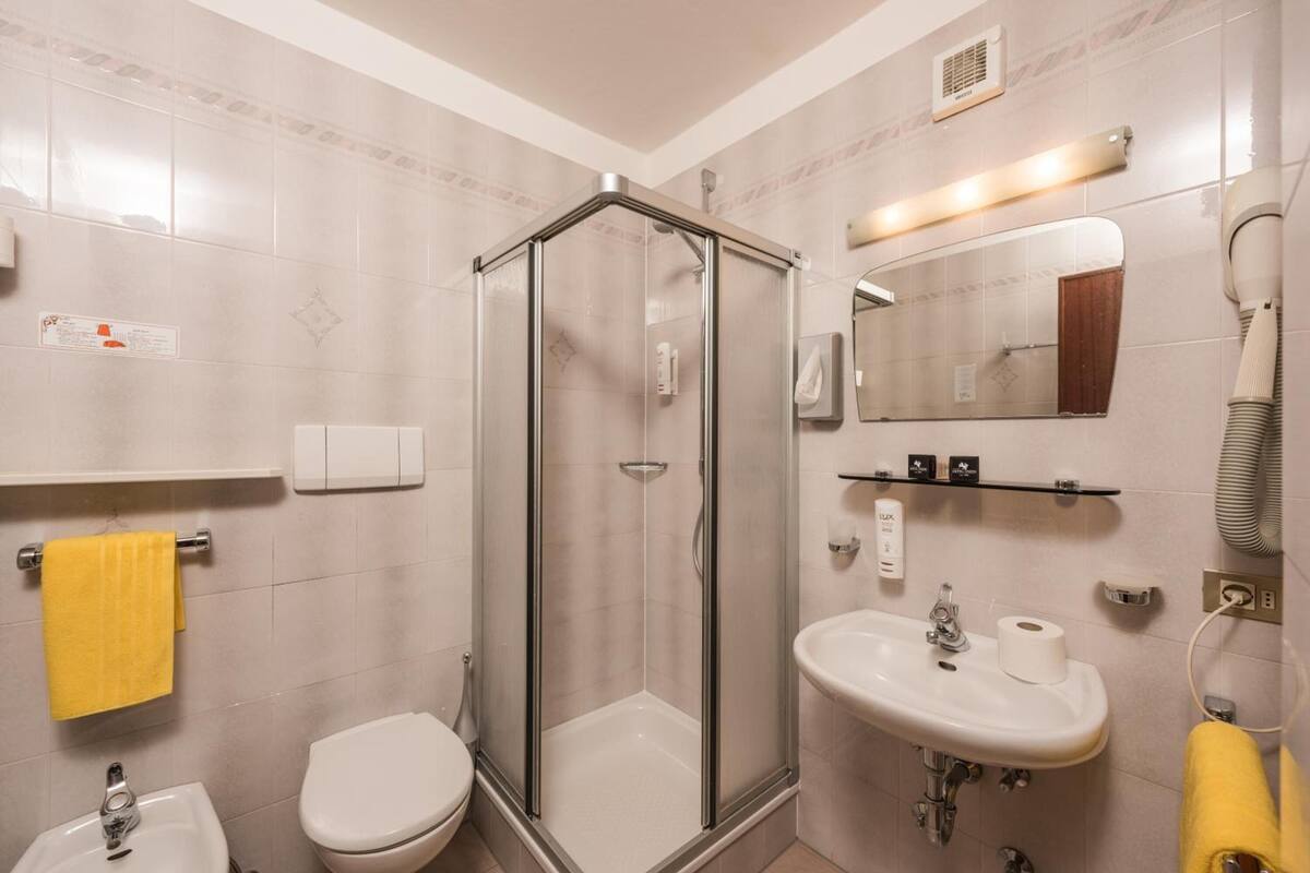 rainfall showerhead, free toiletries, hair dryer, bidet