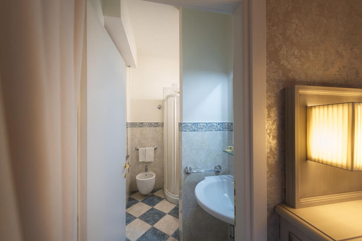 superior double room | bathroom | shower, free toiletries, hair dryer, bidet