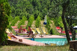 Außenpool, Sonnenschirme, Liegestühle
