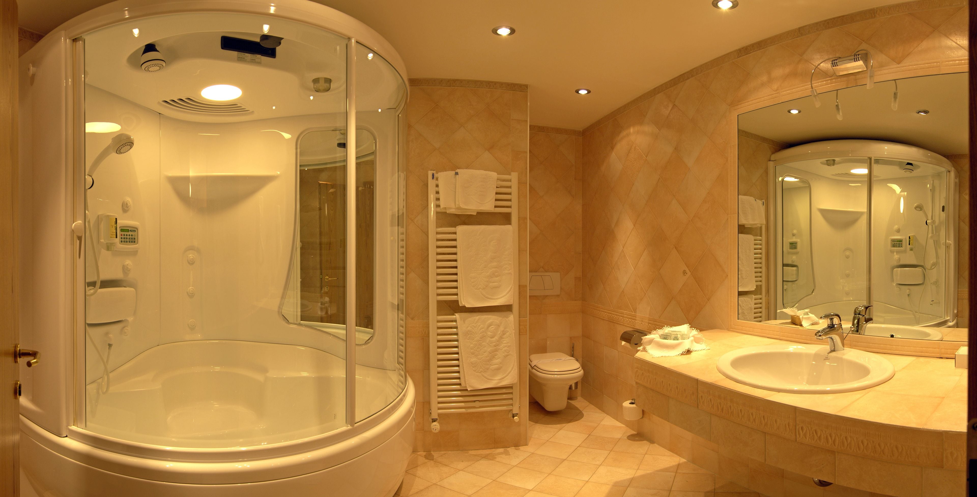 family room | bathroom | hair dryer, bathrobes, slippers, bidet