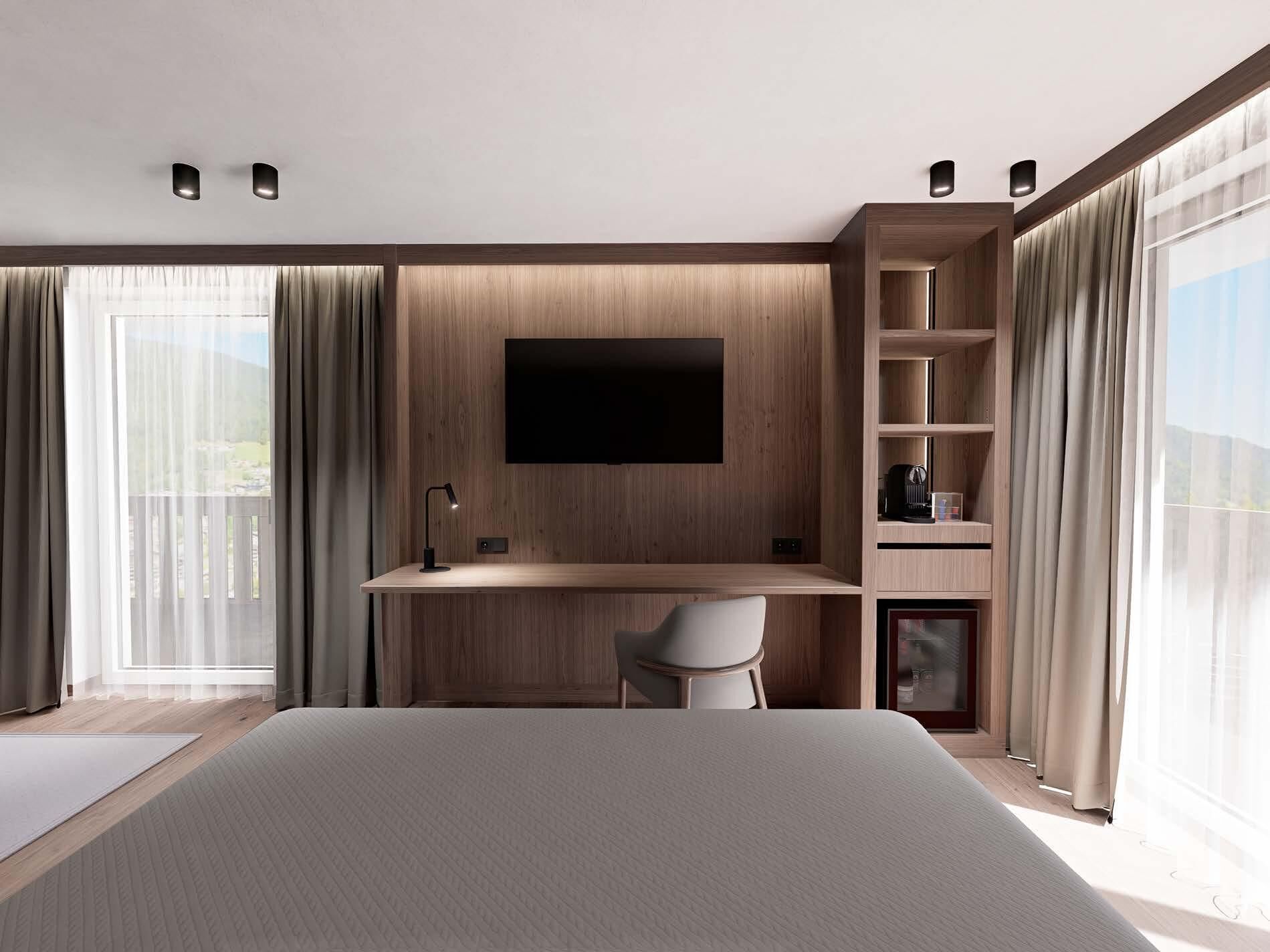 Minibar, in-room safe, desk, laptop workspace