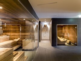 Un sauna, una bañera de hidromasaje, baño turco, baños de arcilla