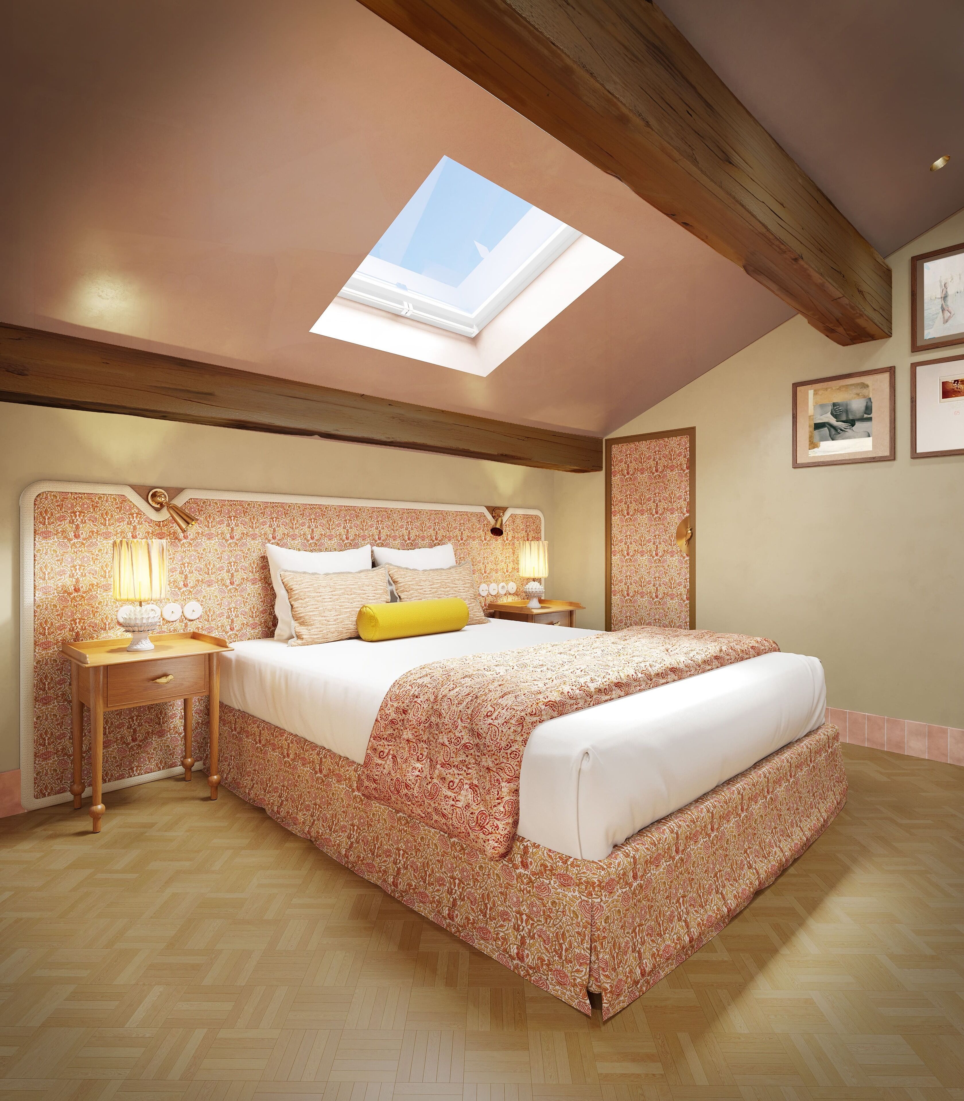 the attic room | 2 bedrooms, premium bedding, individually furnished, desk