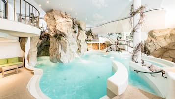 Indoor pool, open 8 AM to 8 PM, sun loungers