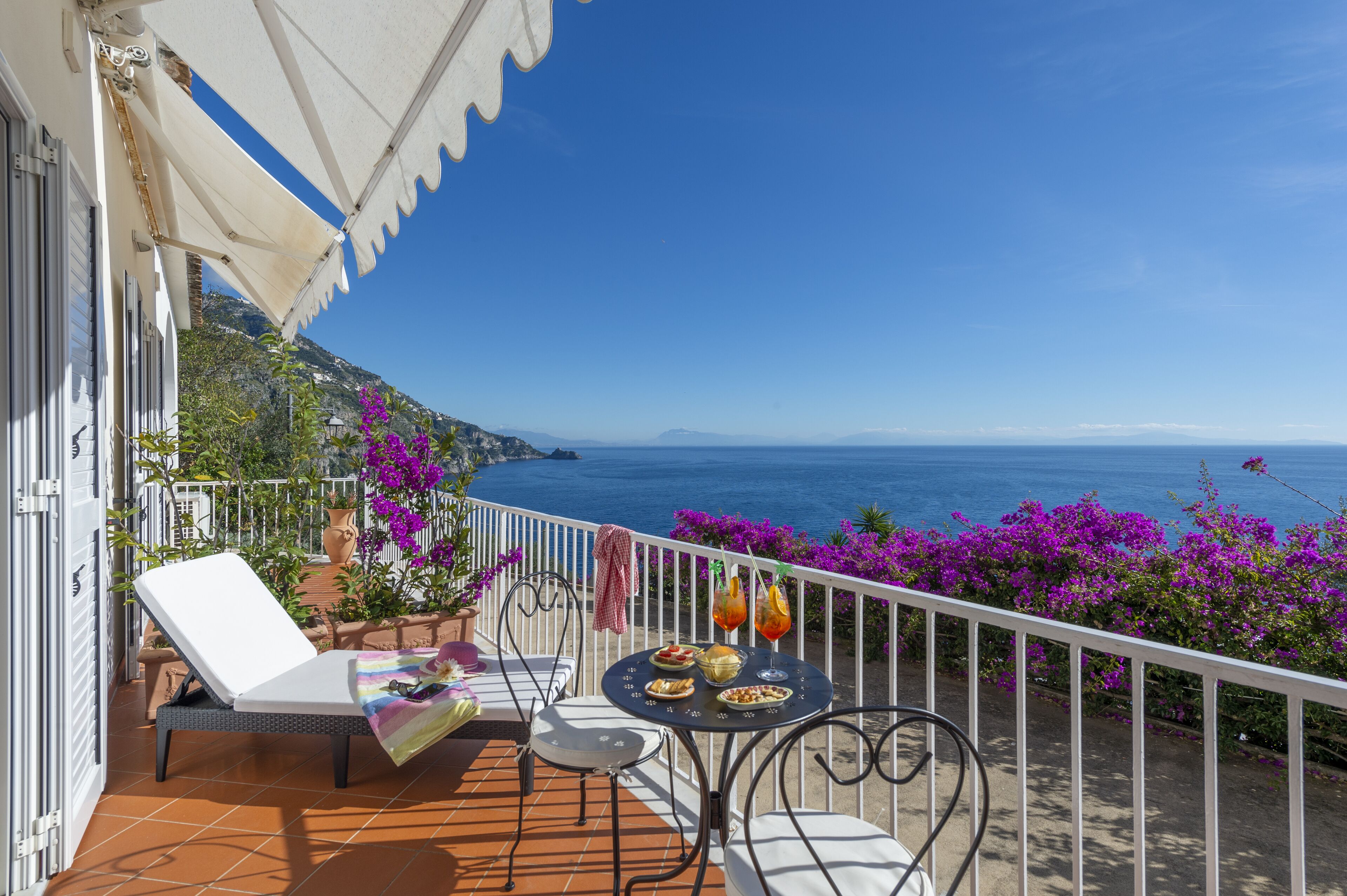 Doppel- oder Zweibettzimmer, Meerblick | Terrasse/Patio