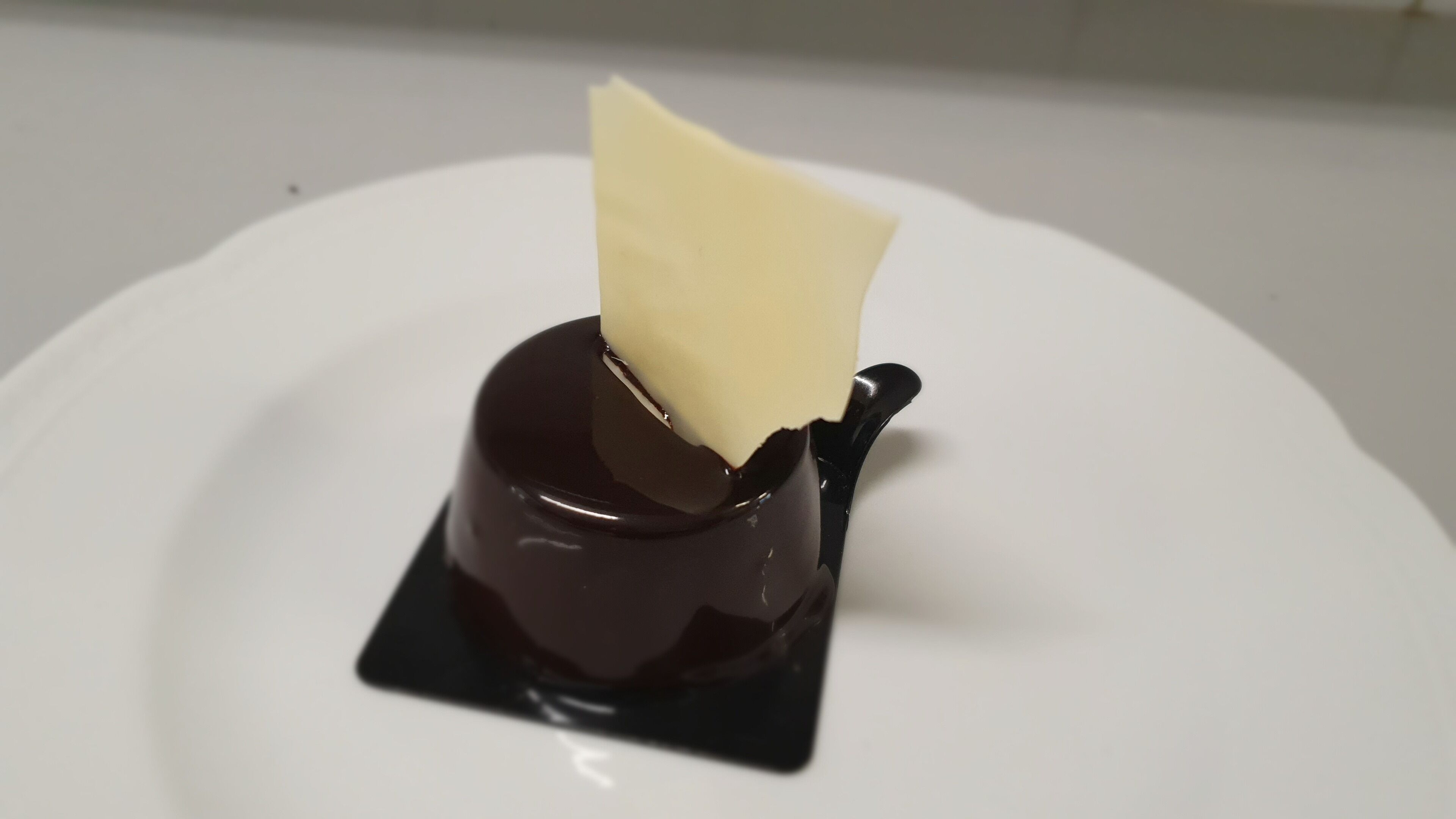 A dessert on a white plate.