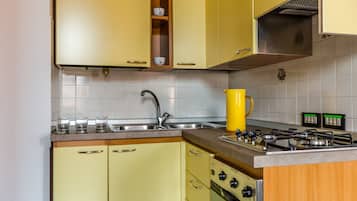 Fridge, oven, stovetop, coffee/tea maker