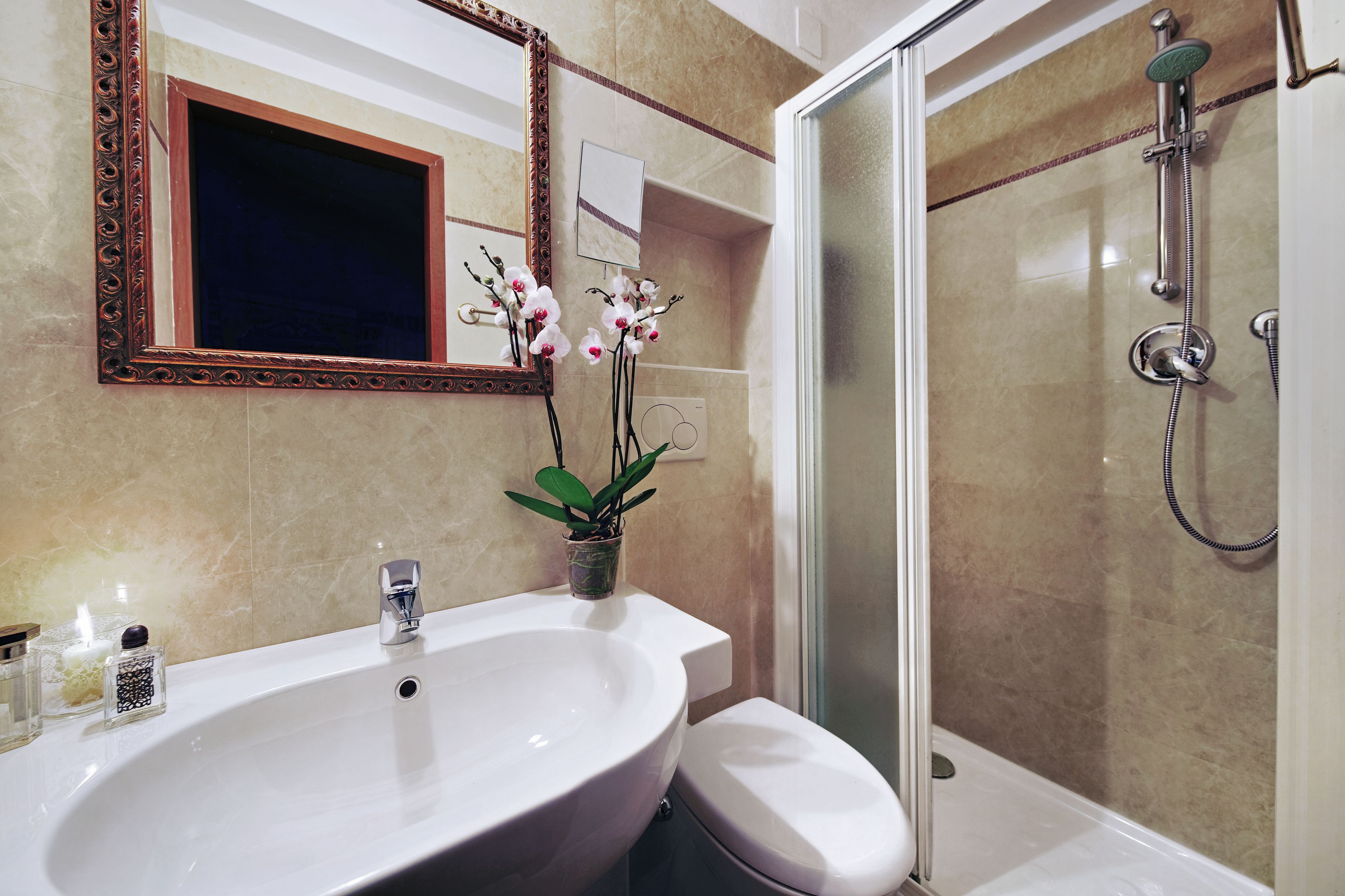 shower, free toiletries, hair dryer, bathrobes