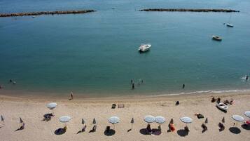 Spiaggia privata, lettini da mare, ombrelloni