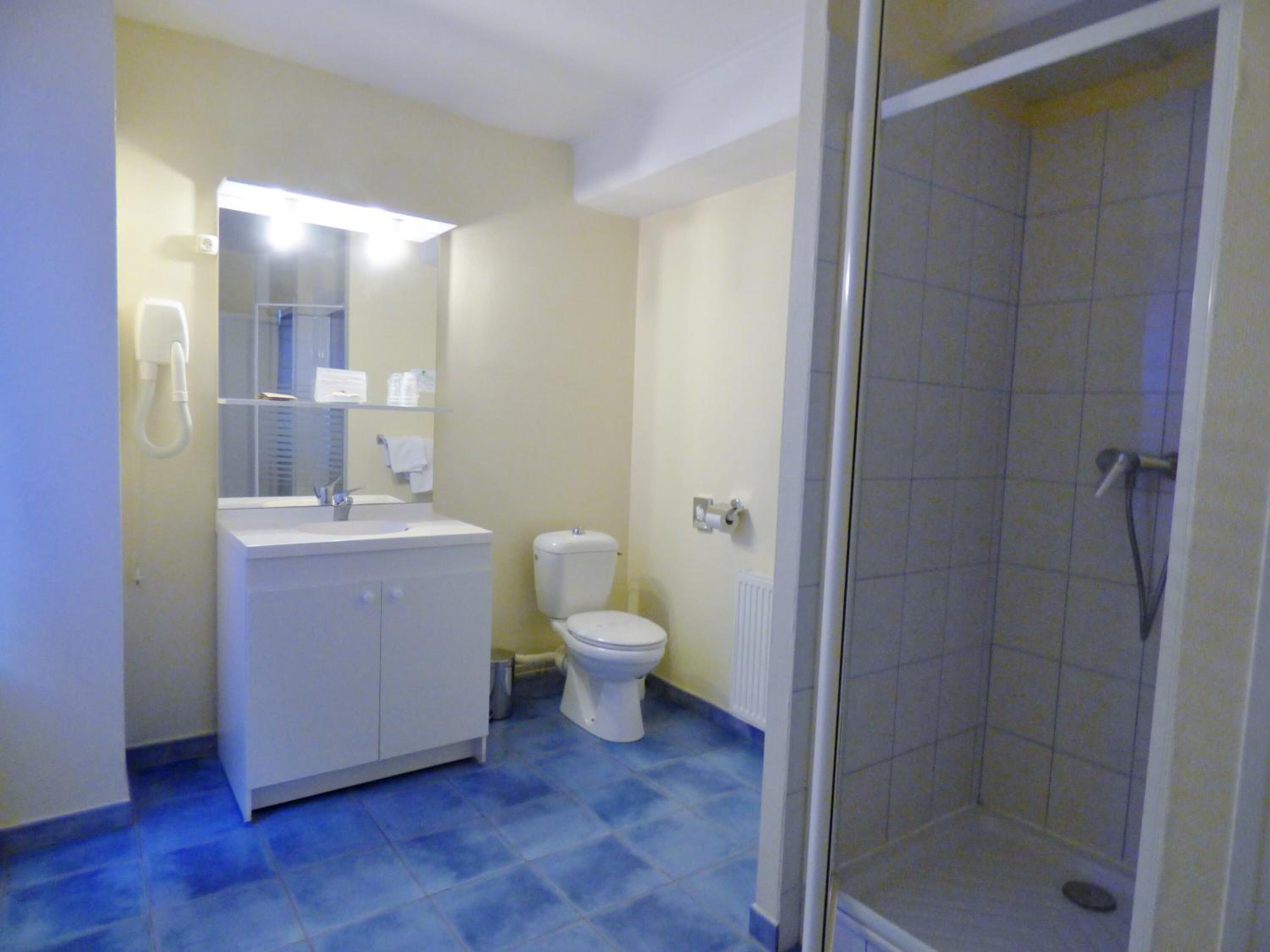 free toiletries, hair dryer, towels