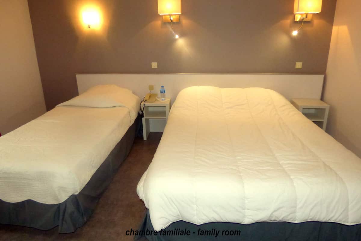 Desk, blackout curtains, free cots/infant beds, rollaway beds