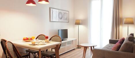 Superior Apartment, 2 Bedrooms | Living area | 32-inch flat-screen TV with satellite channels, TV