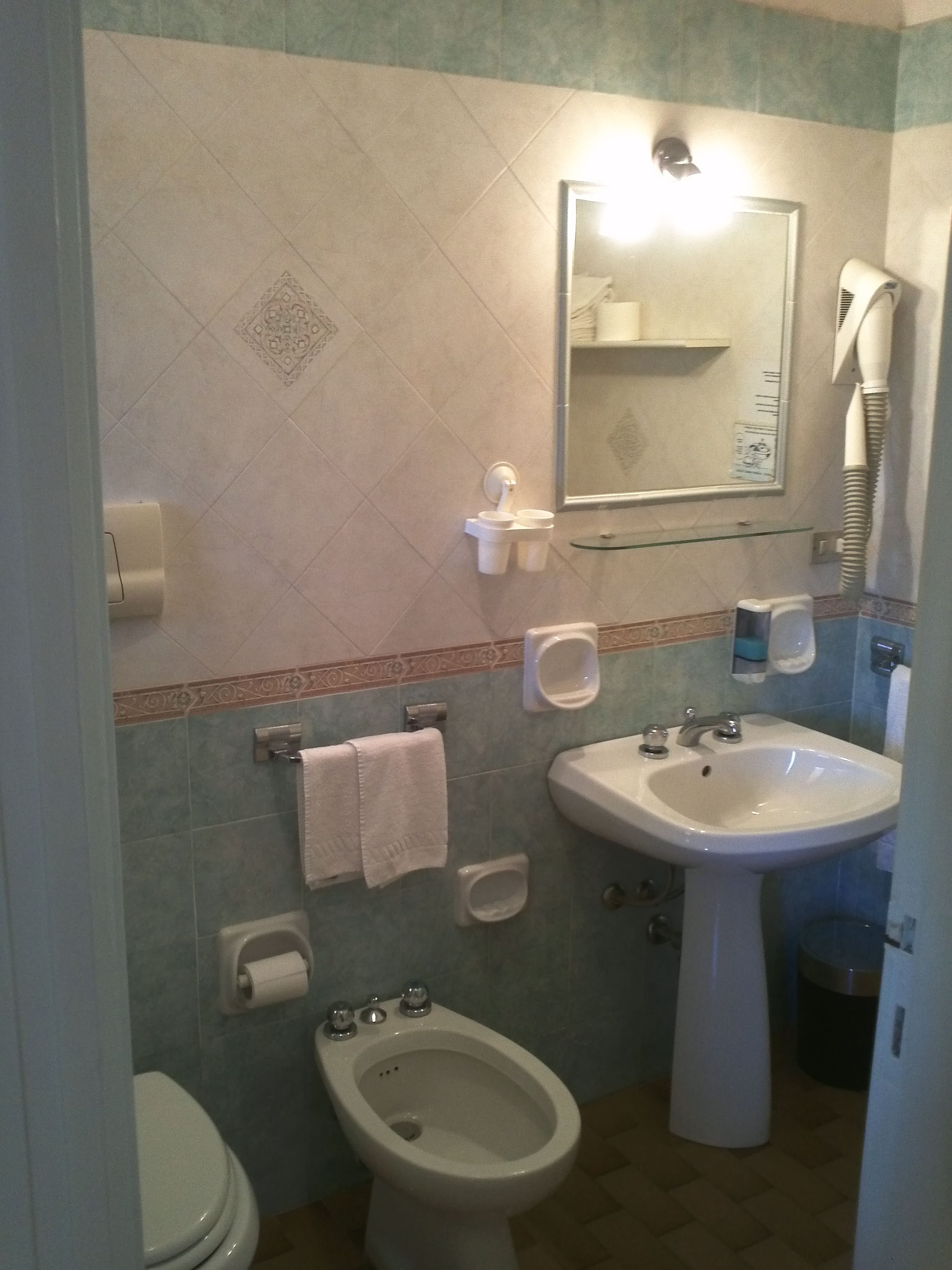 shower, free toiletries, hair dryer, bidet
