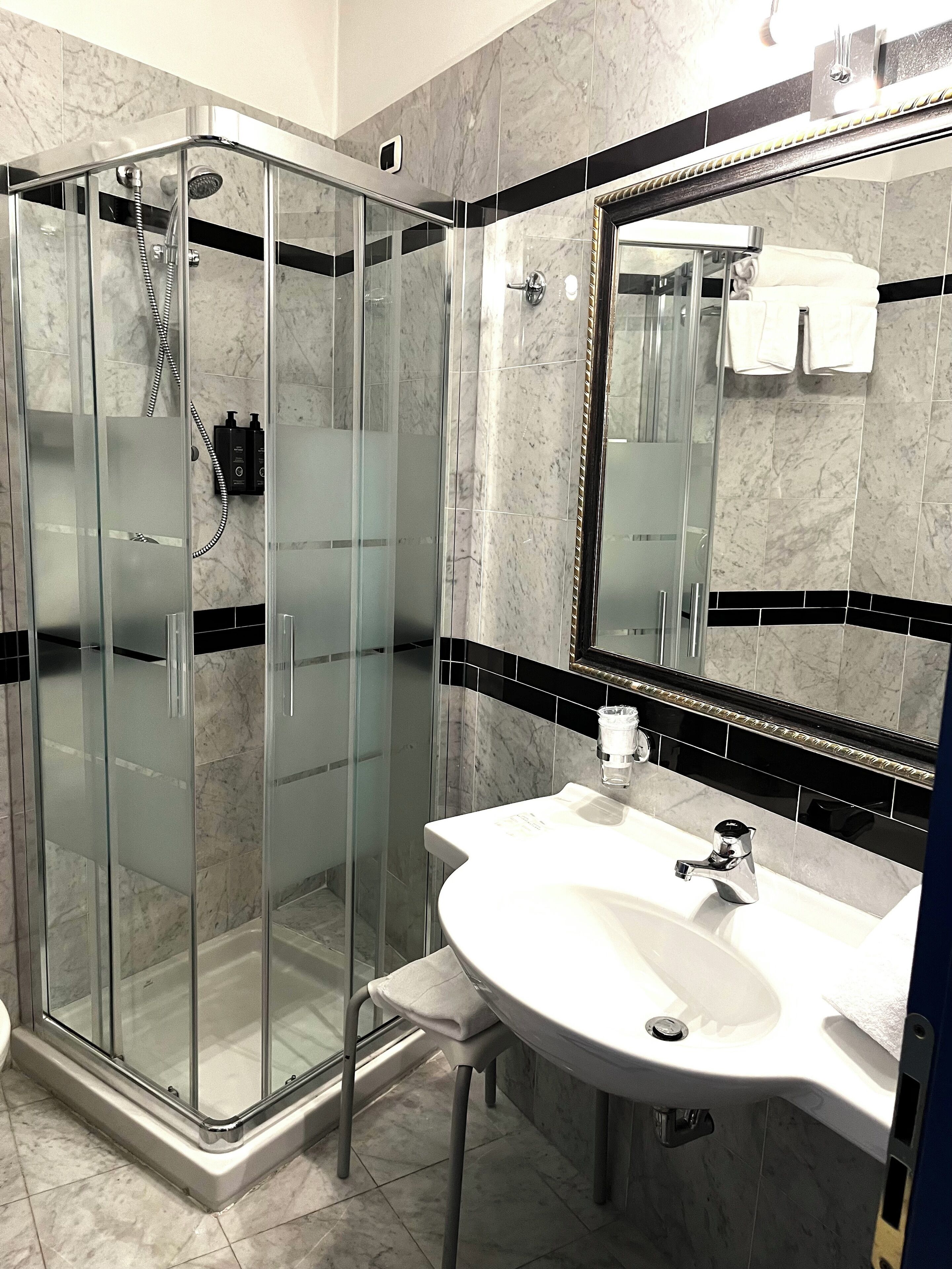 shower, free toiletries, hair dryer, bidet