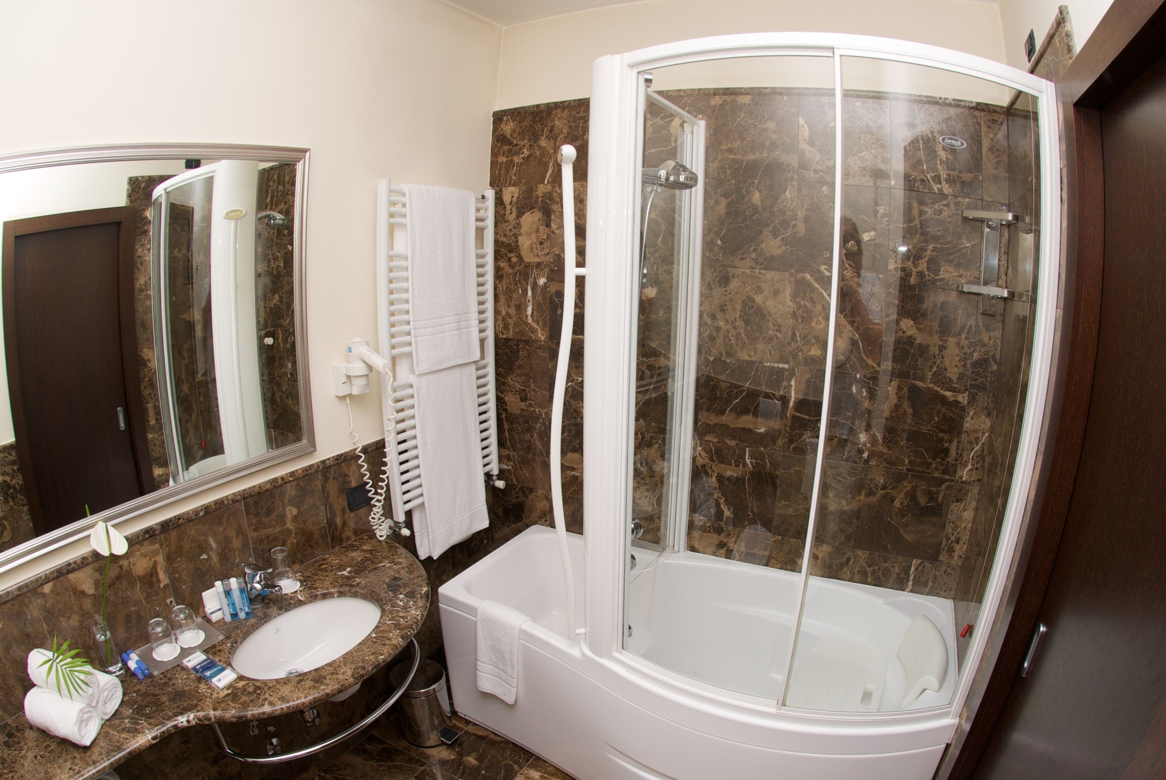 shower, free toiletries, hair dryer, bidet