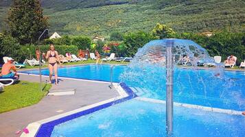 Outdoor pool, sun loungers