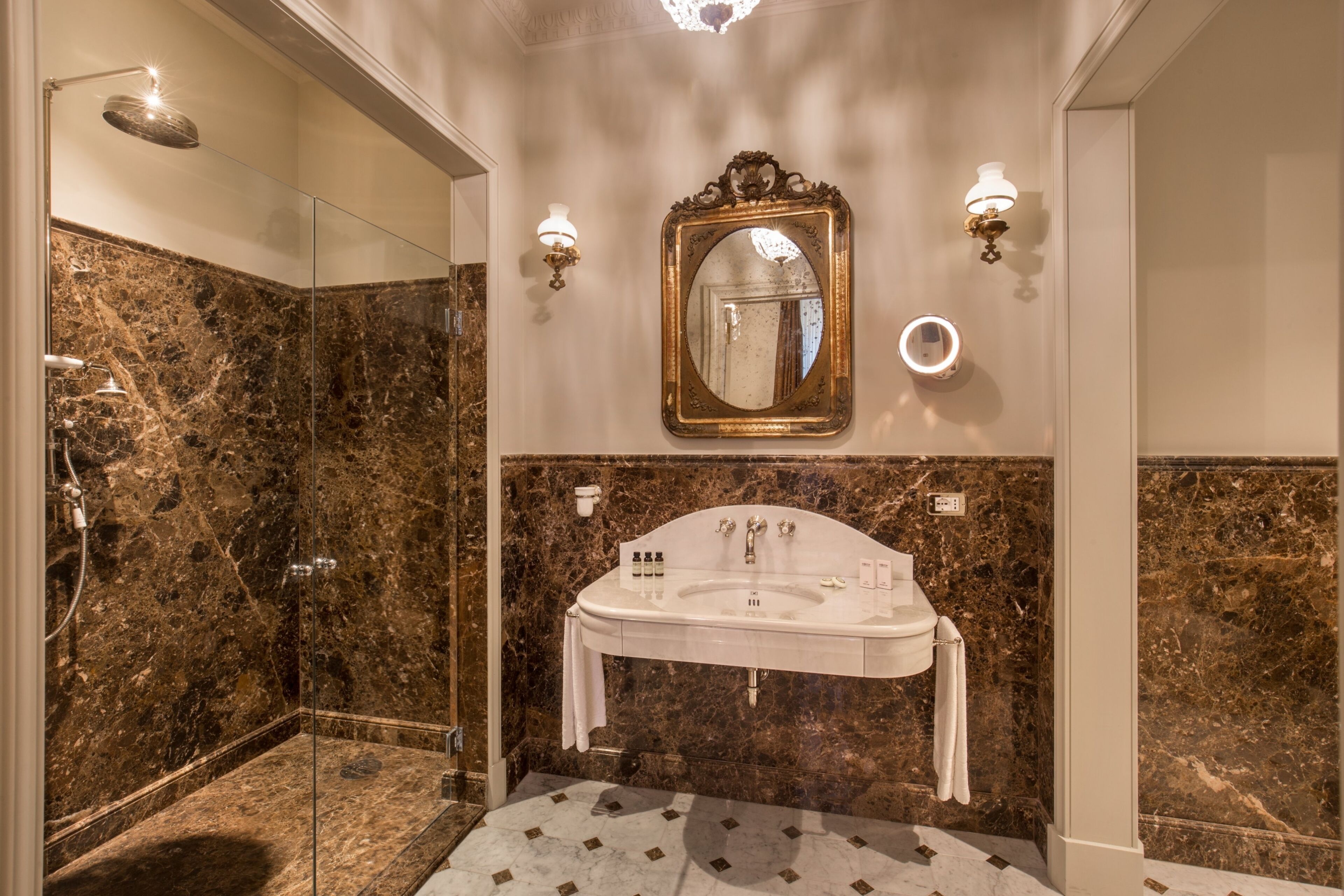 deluxe double room | bathroom | designer toiletries, hair dryer, bathrobes, slippers