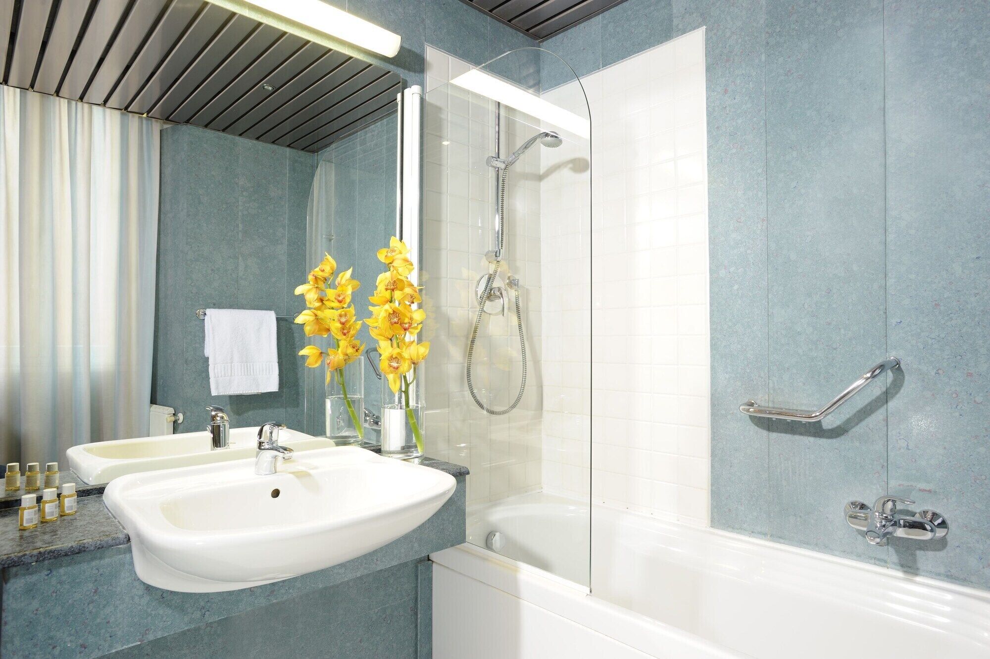 bathroom | combined shower/bathtub, deep-soaking bathtub, hydromassage showerhead