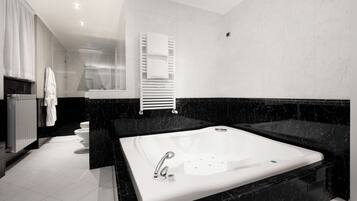 Suite, idromassaggio | Bagno | Asciugacapelli, pantofole, bidet, asciugamani