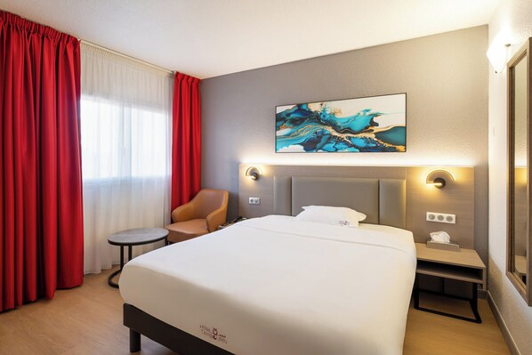 Desk, blackout curtains, iron/ironing board, cots/infant beds