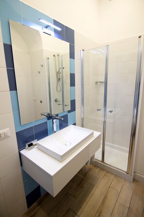 Driepersoonskamer | Badkamer met douche