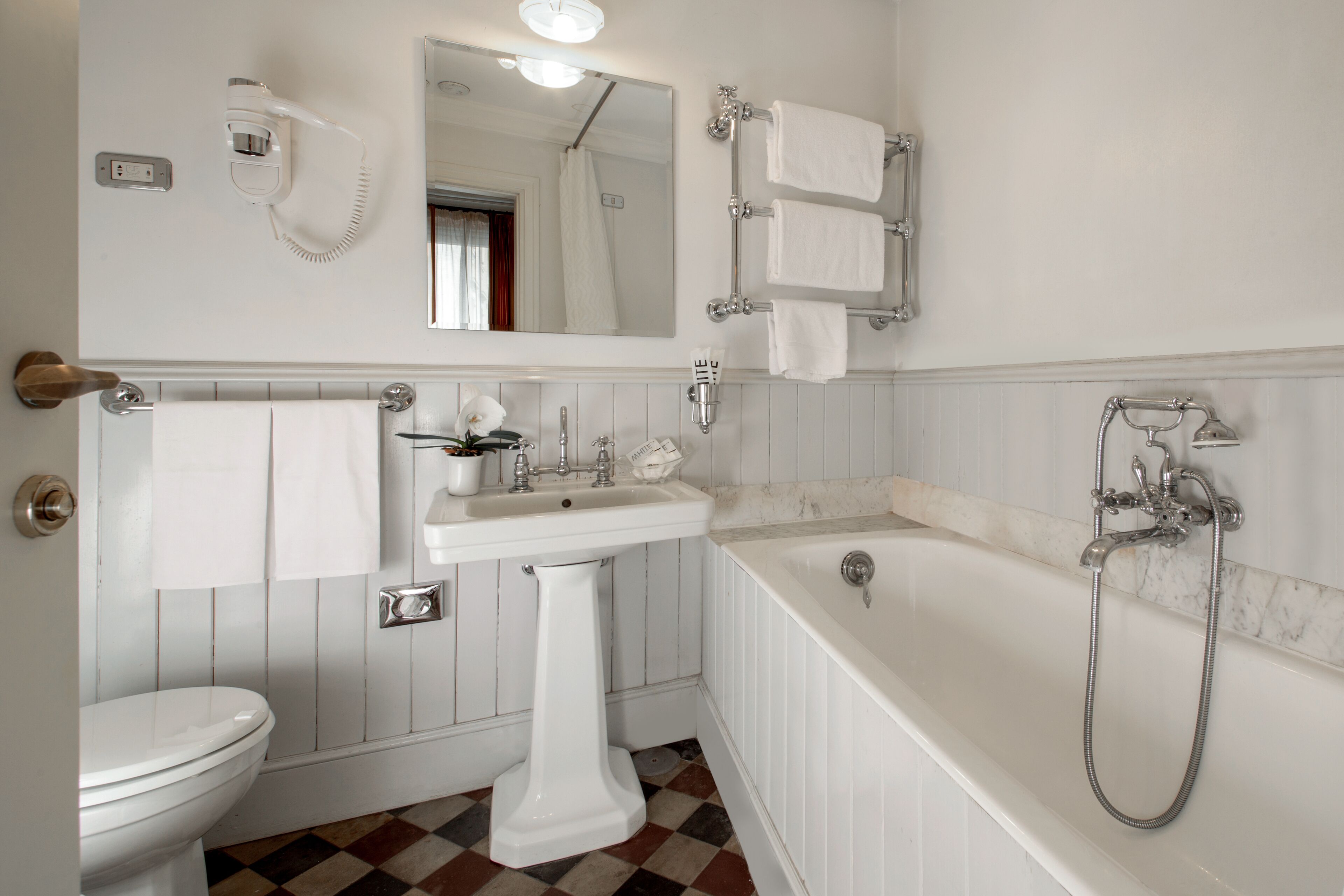 shower, rainfall showerhead, designer toiletries, hair dryer