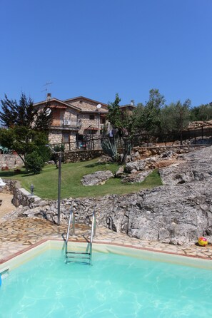 Outdoor pool, pool loungers