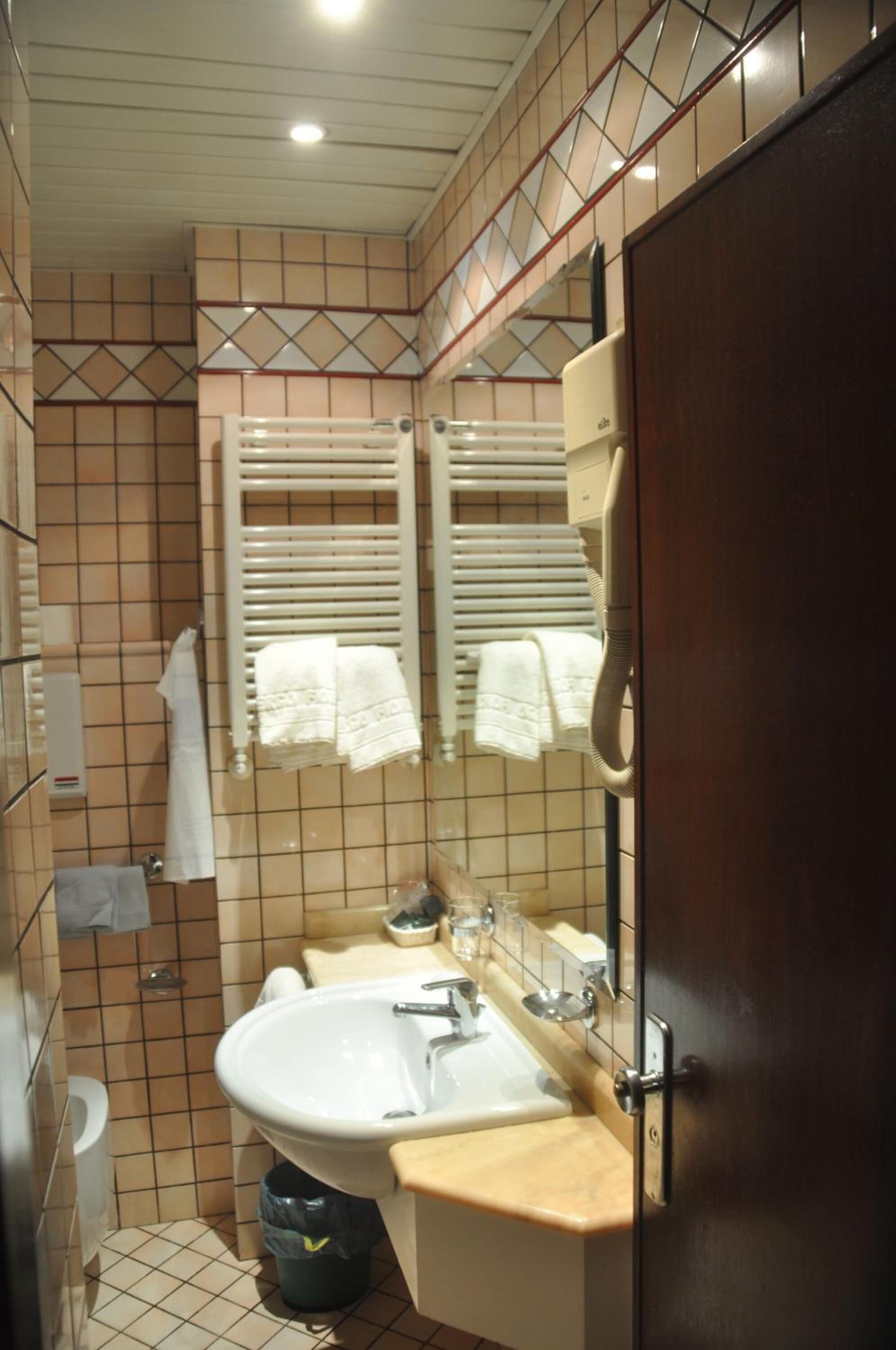 free toiletries, hair dryer, bidet, towels