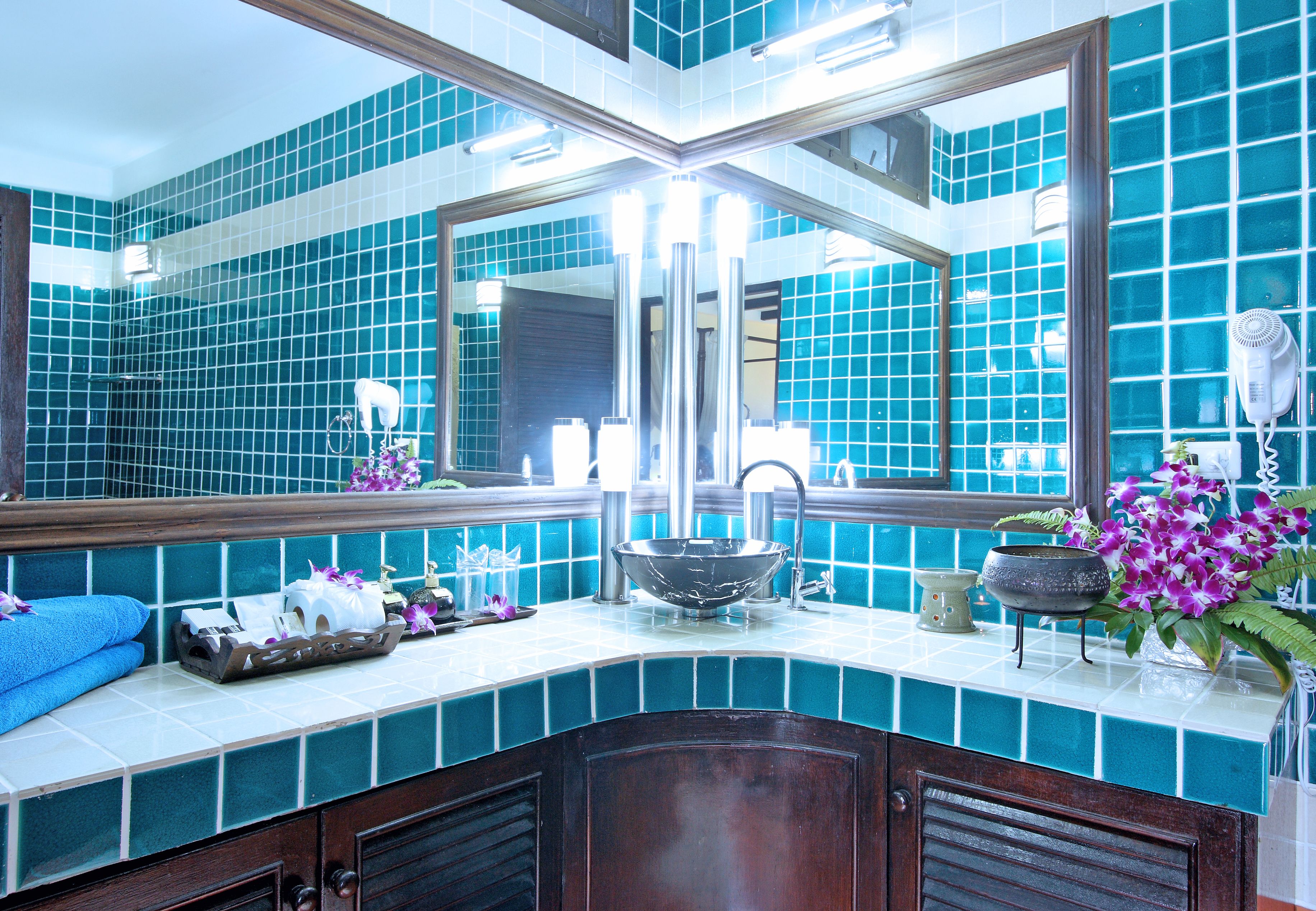 suite room | bathroom | shower, free toiletries, hair dryer, towels