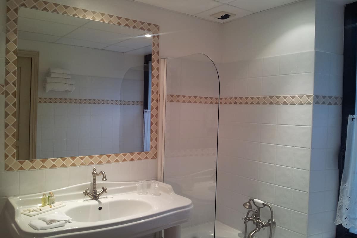 free toiletries, hair dryer, towels