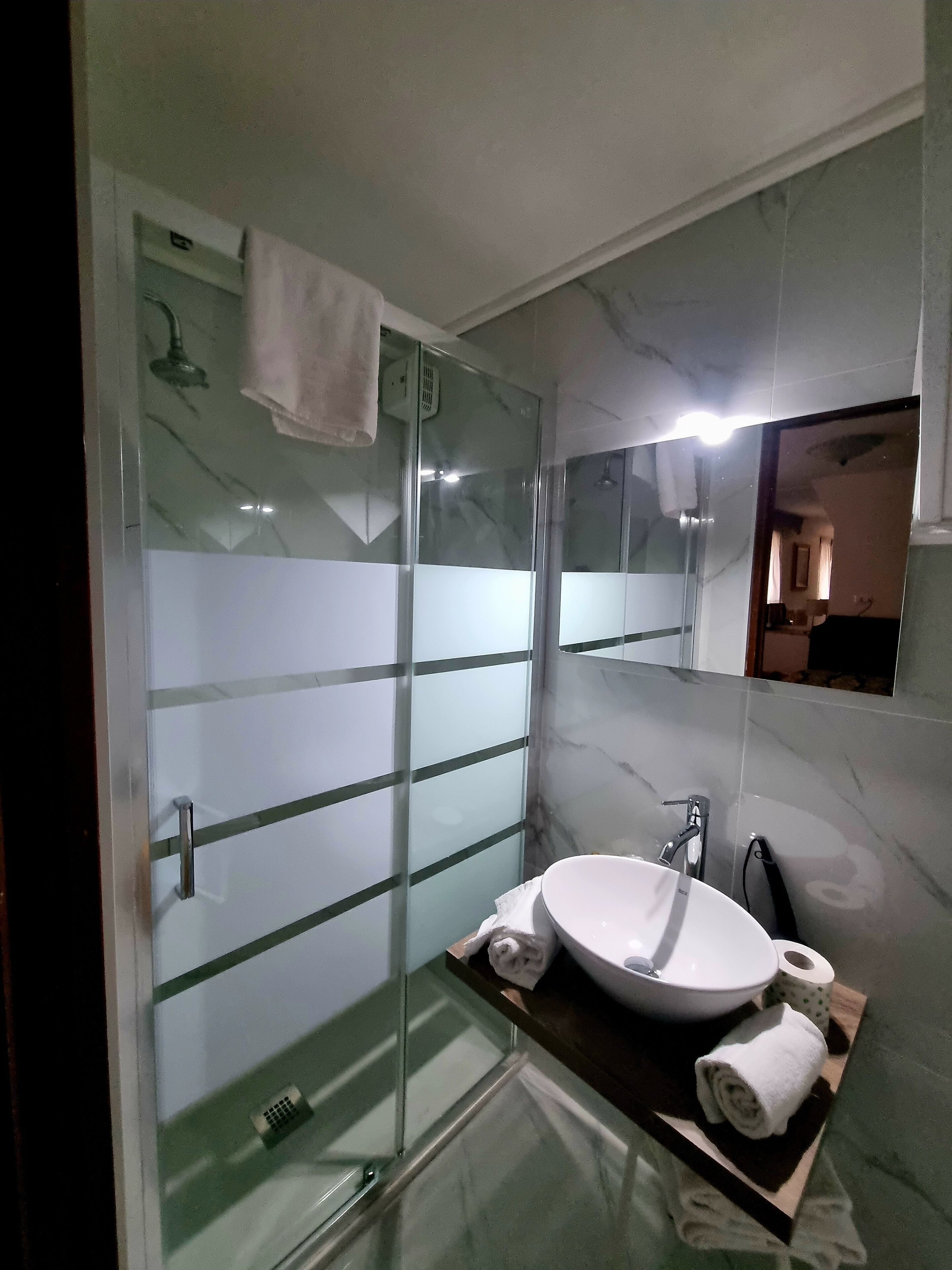 economy double room | bathroom | hair dryer, towels