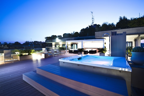 Seasonal outdoor pool, open 9:00 AM to 8:30 PM, sun loungers
