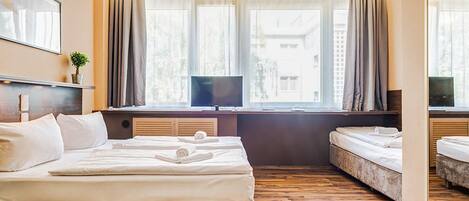 Individually decorated, individually furnished, desk, iron/ironing board