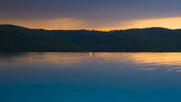 Outdoor pool, sun loungers
