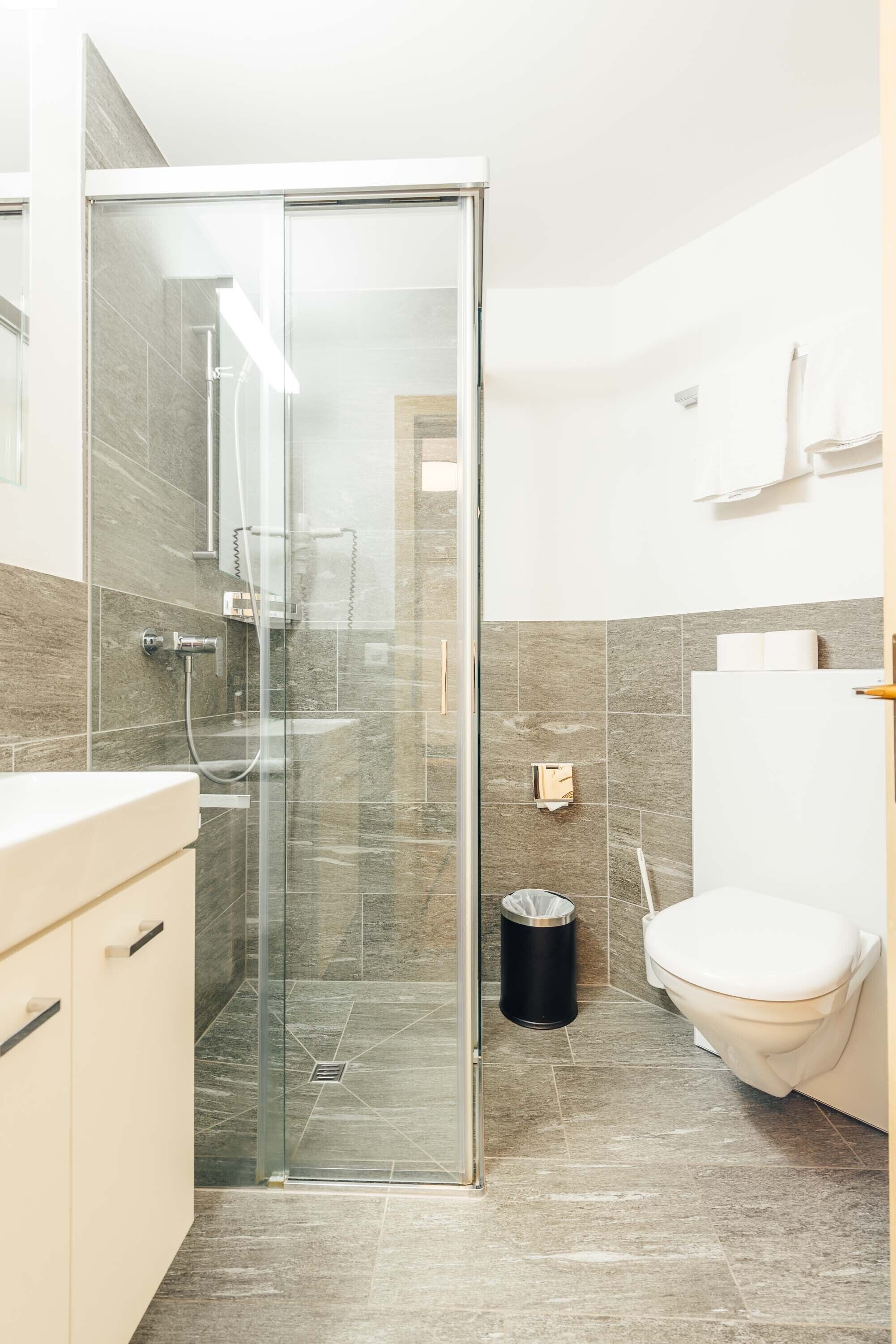 apartment (2 beds) | bathroom | shower, free toiletries, hair dryer, towels