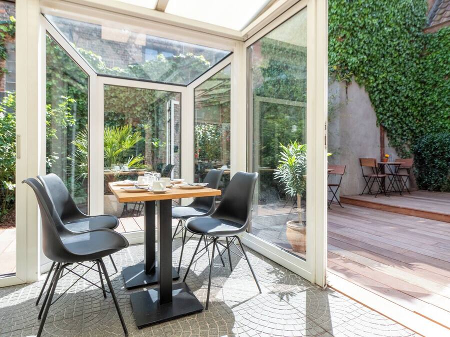 Breakfast served, garden views