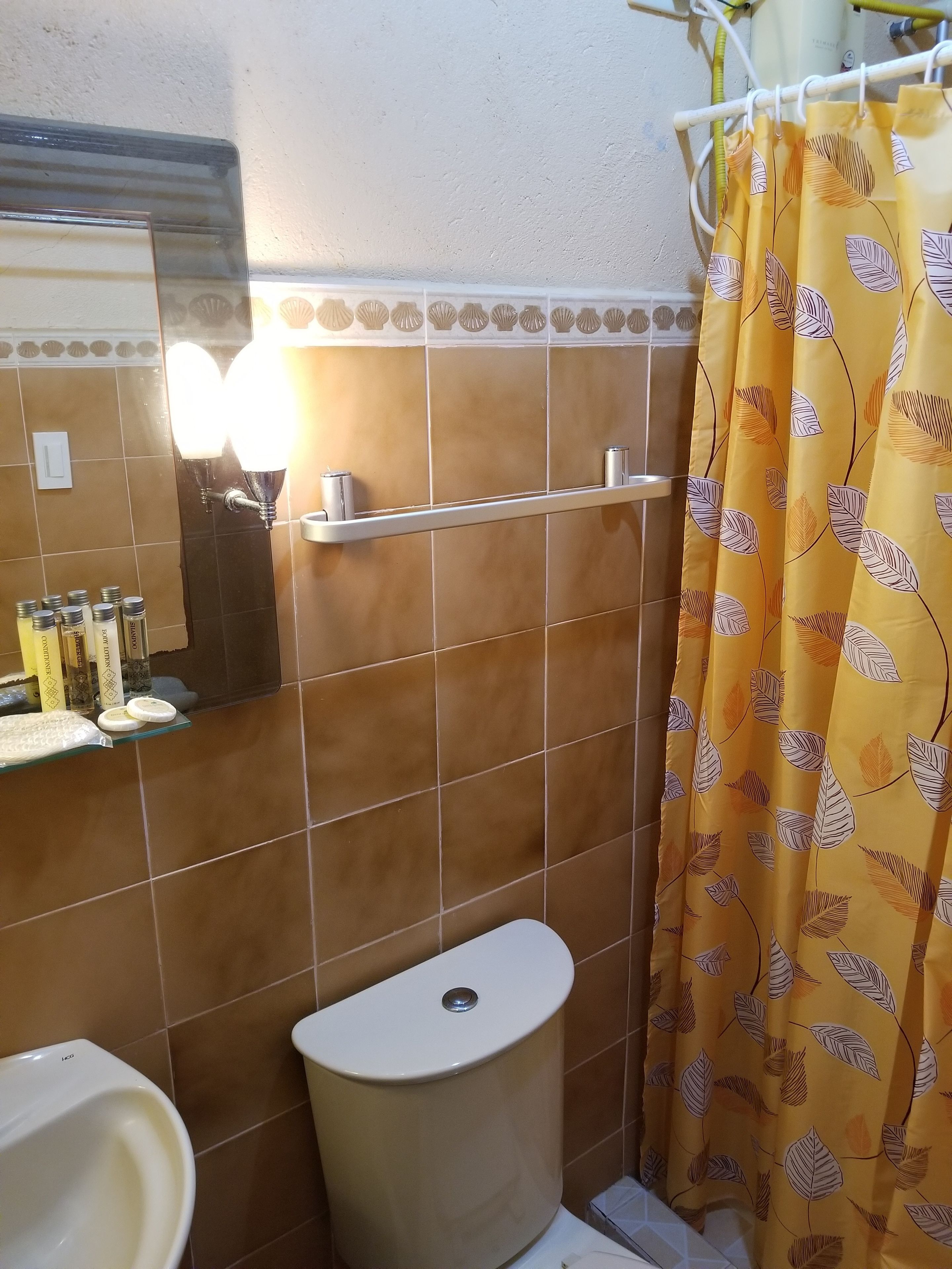 shower, rainfall showerhead, free toiletries, hair dryer